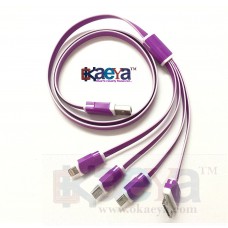 OkaeYa 4in1 Cable Multi USB Charging Cable with 8 Pin Lighting - Purple